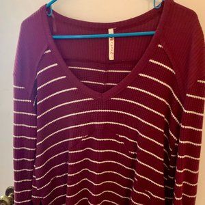 Maroon and whie sweater